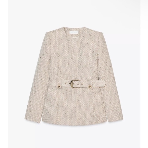 ZARA BELTED TEXTURED BLAZER - Picture 10 of 13